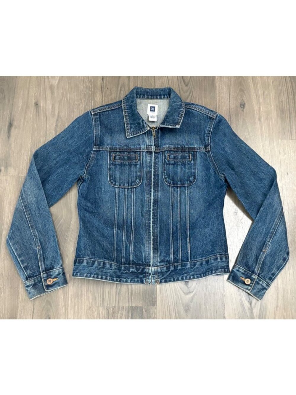 GAP Factory Womens Denim Jacket Size M Blue Trucker Jean Jacket Y2k Faded Wash